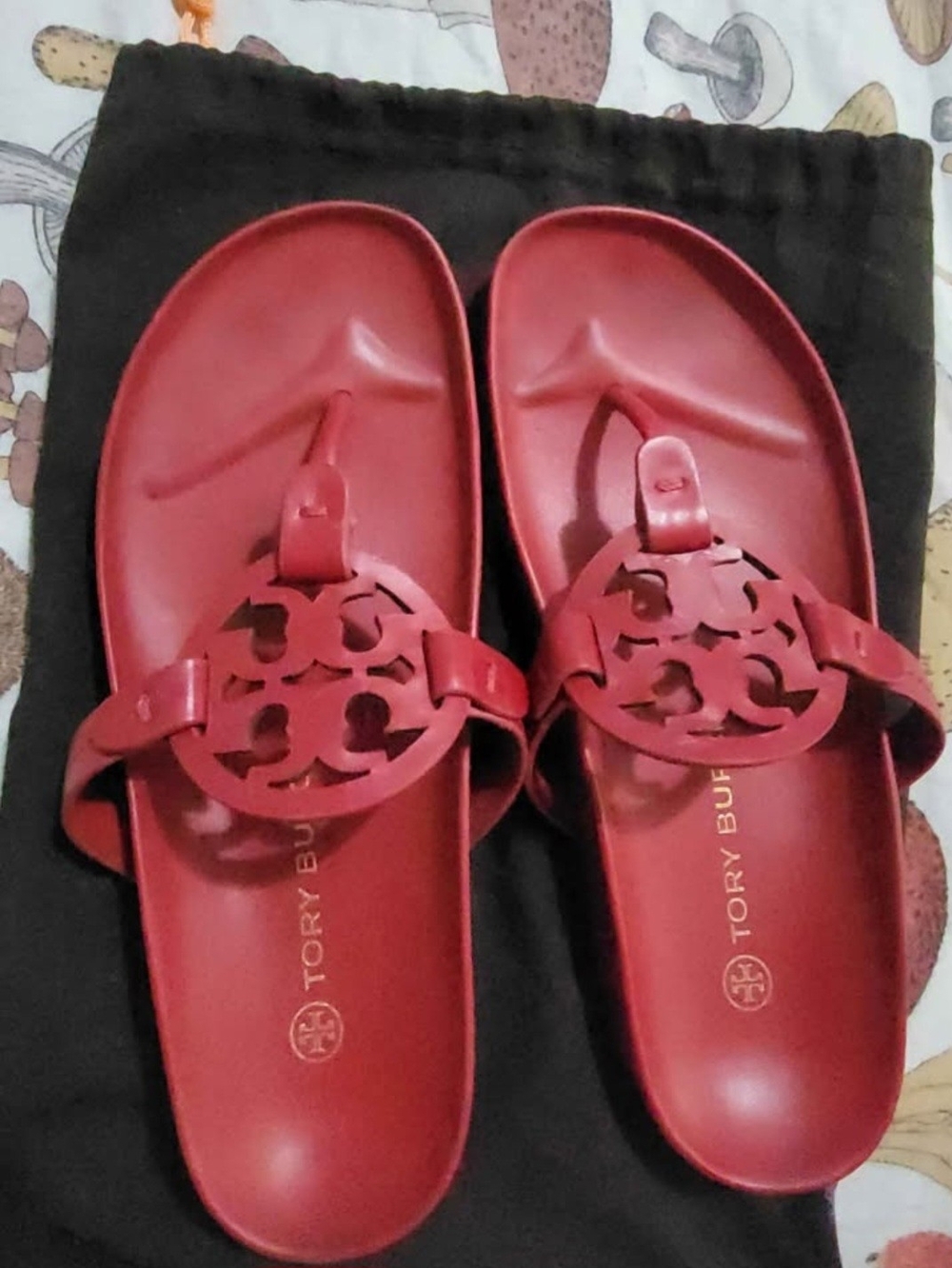 Tory Burch Red Miller Logo Toe-Ring Sandals - Slip-On